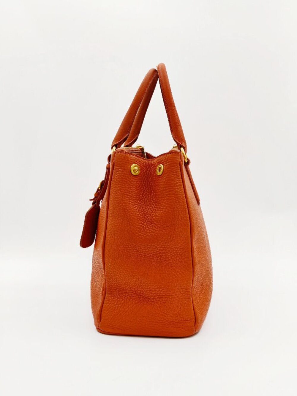 Prada Orange Vitello Daino Leather Large Satchel Handbag - Picture 4 of 16